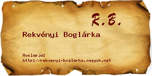 Rekvényi Boglárka névjegykártya